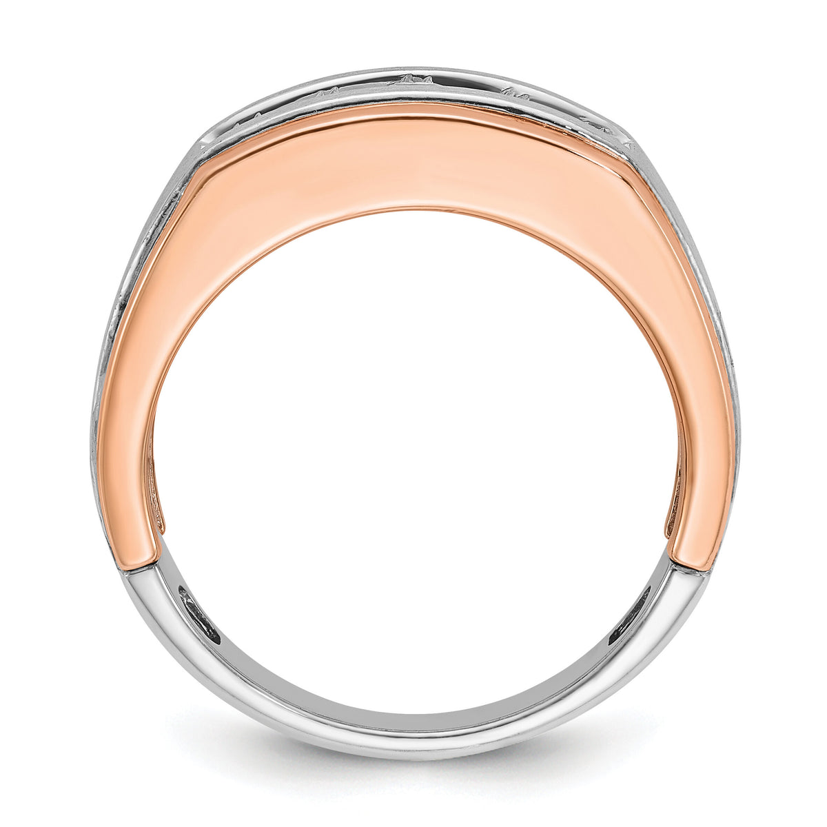 14k White/Rose Gold IBGoodman Men's Satin 5-Stone Diamond Ring-B63991