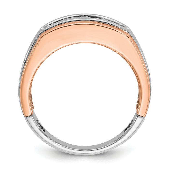 14k White/Rose Gold IBGoodman Men's Satin 5-Stone Diamond Ring-B63991