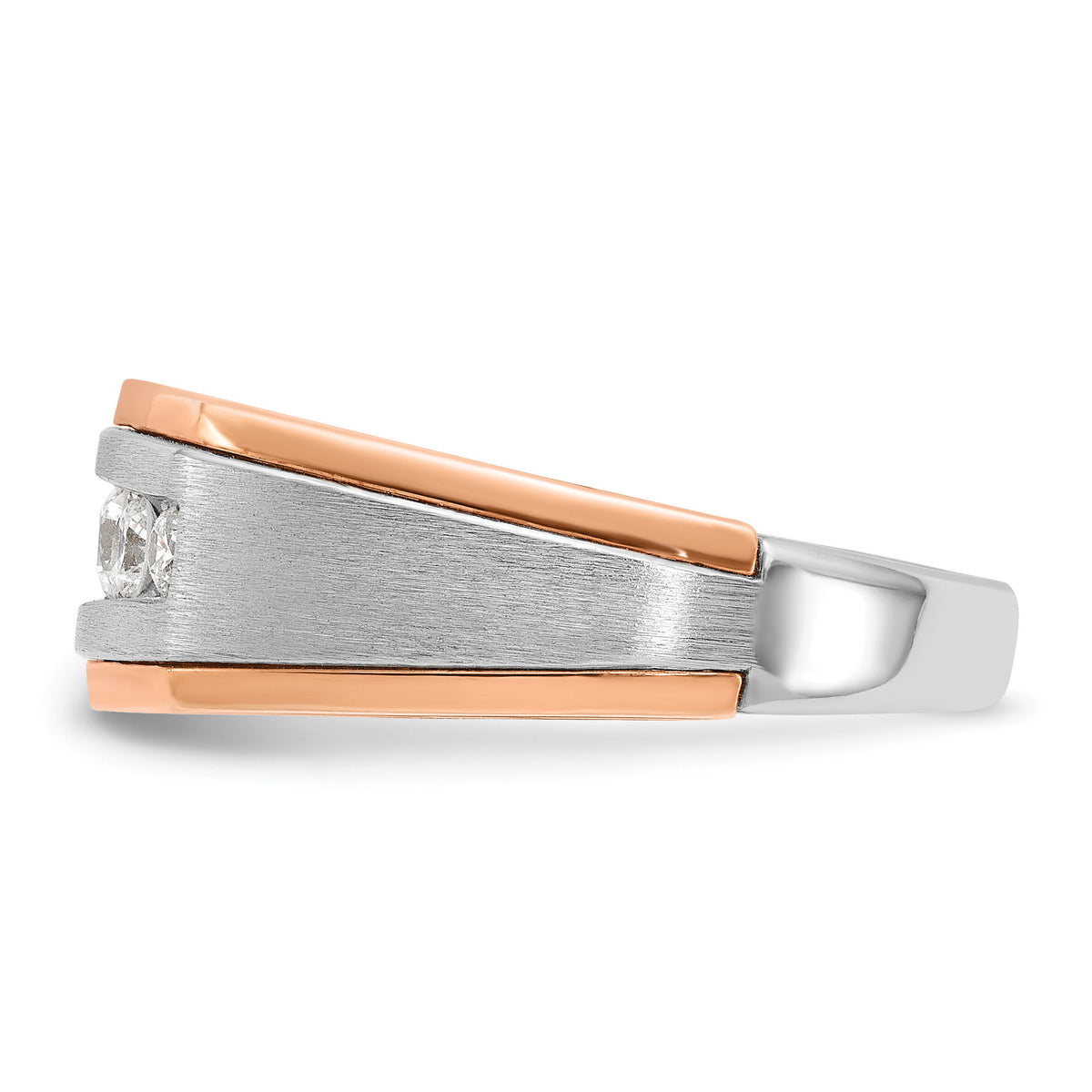 14k White/Rose Gold IBGoodman Men's Satin 5-Stone Diamond Ring-B63991