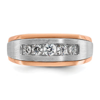 14k White/Rose Gold IBGoodman Men's Satin 5-Stone Diamond Ring-B63991