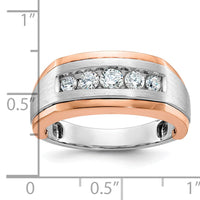 14k White/Rose Gold IBGoodman Men's Satin 5-Stone Diamond Ring-B63991