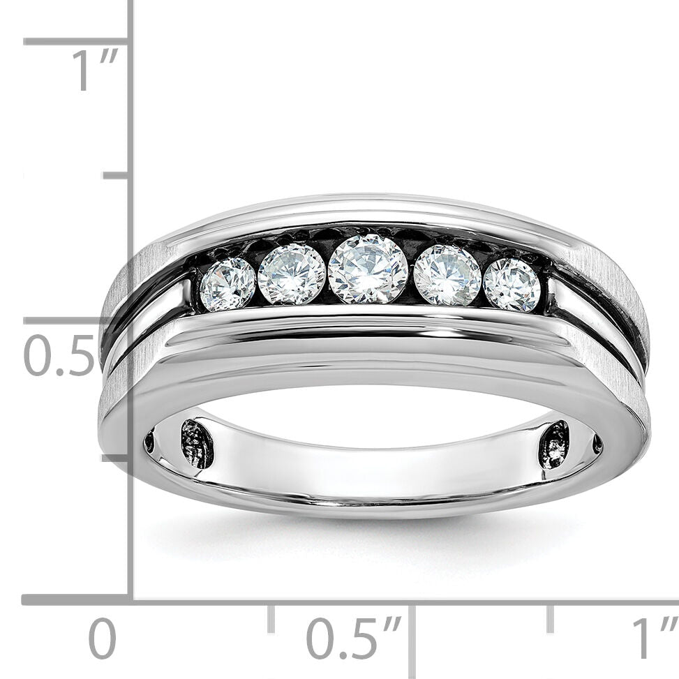 10kw IBGoodman Men's Polished Satin & Grooved 5-Stone Ring Mounting-B63996