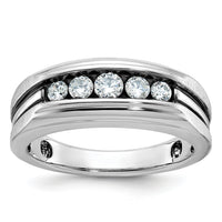 10kw IBGoodman Men's Polished Satin & Grooved 5-Stone Ring Mounting-B63996