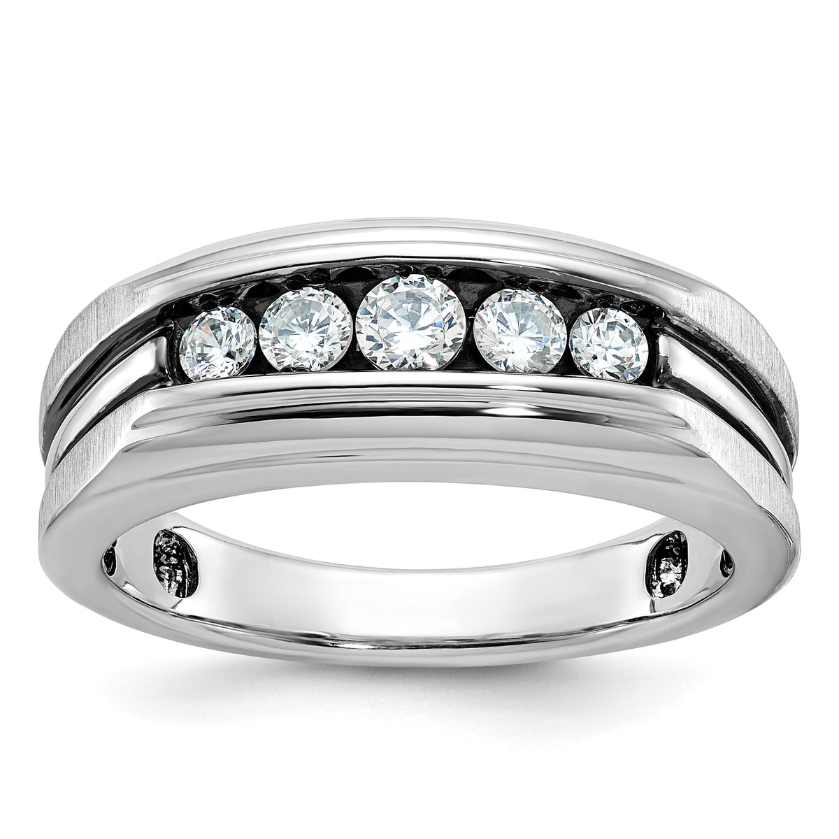 10kw IBGoodman Men's Polished Satin & Grooved 5-Stone Ring Mounting-B63996-0W