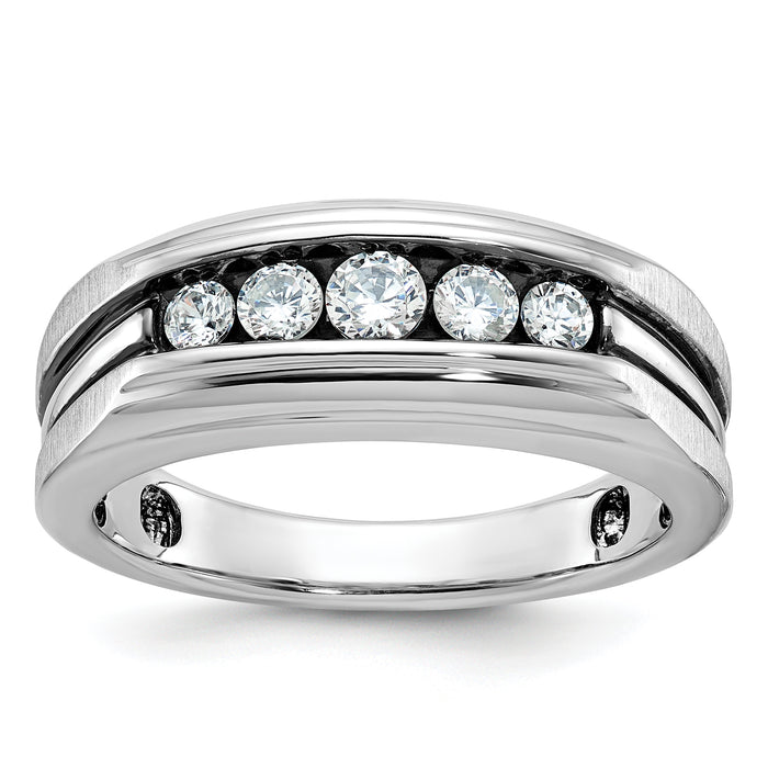 10kw IBGoodman Men's Polished Satin & Grooved 5-Stone Ring Mounting-B63996-0W