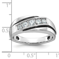 10k White Gold Men's Polished Satin and Grooved Ring Mounting-B63999