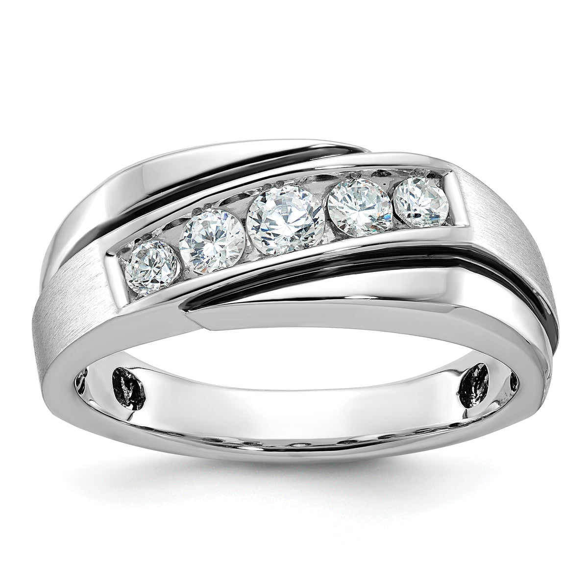 10k White Gold Men's Polished Satin and Grooved Ring Mounting-B63999-0W