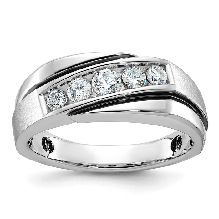 10k White Gold Men's Polished Satin and Grooved Ring Mounting-B63999-0W