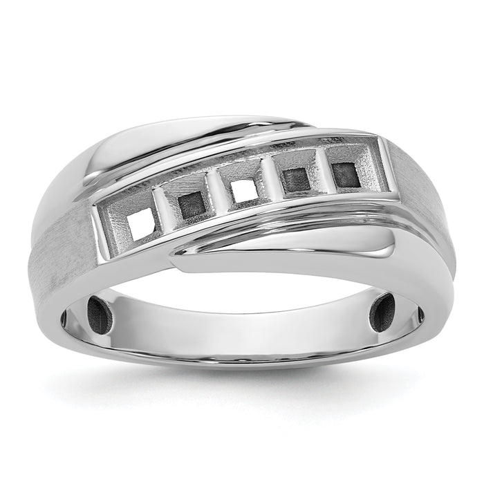 IBGoodman 14k White Gold Polished Satin/Grooved Men's Ring Mounting-B63999-4W
