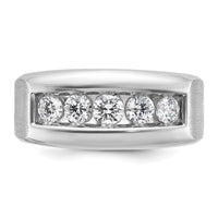 IBGoodman 14k White Gold Men's Polished and Satin 5-Stone 1 Carat AA Quality Diamond Ring-B64008-4WAA