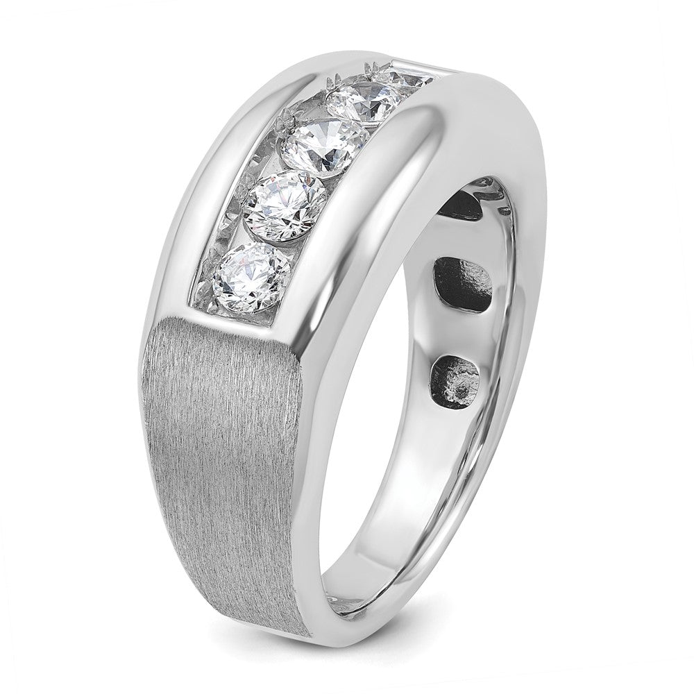 IBGoodman 14k White Gold Men's Polished and Satin 5-Stone 1 Carat AA Quality Diamond Ring-B64008-4WAA