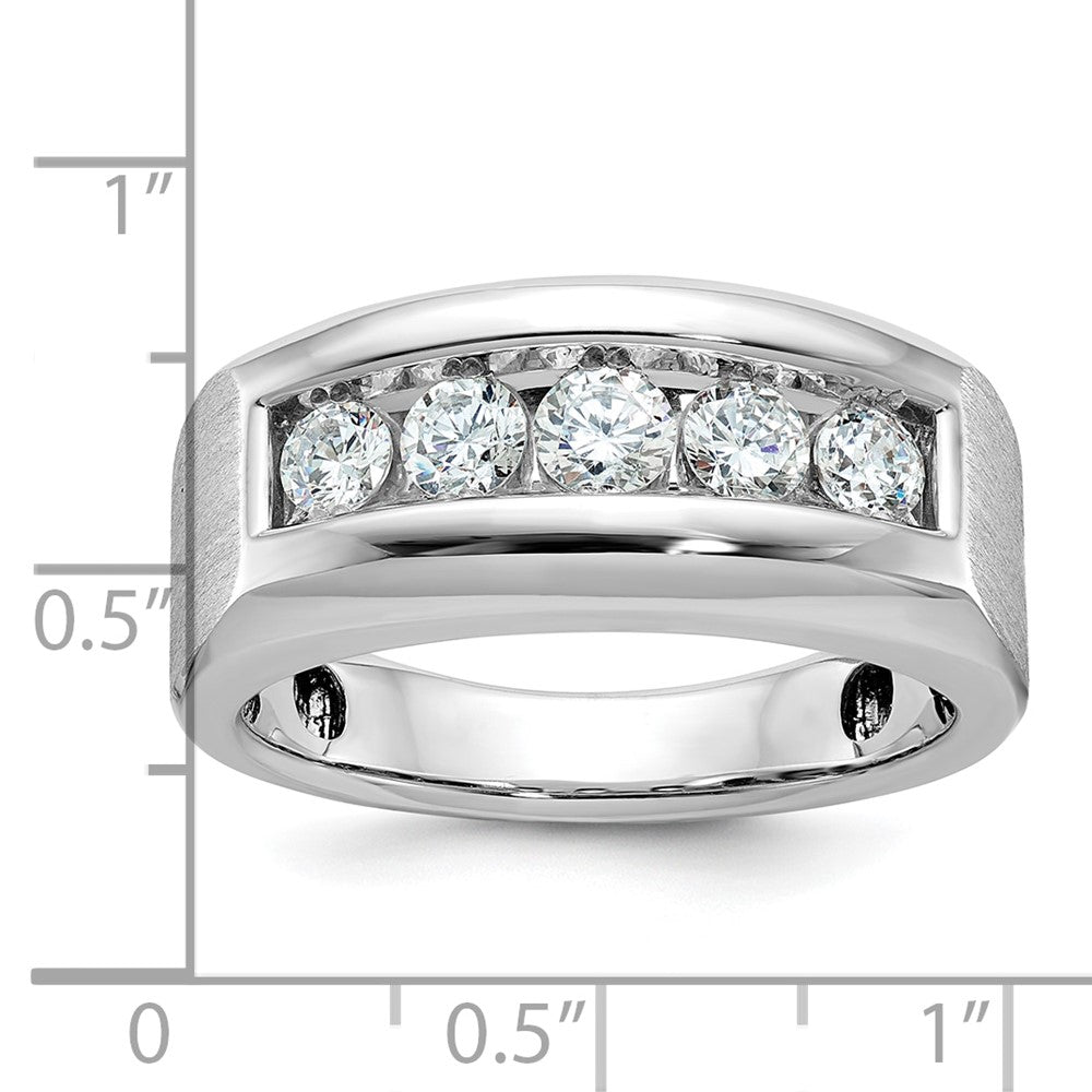 IBGoodman 14k White Gold Men's Polished and Satin 5-Stone 1 Carat AA Quality Diamond Ring-B64008-4WAA