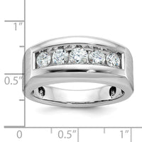 IBGoodman 14k White Gold Men's Polished and Satin 5-Stone 1 Carat AA Quality Diamond Ring-B64008-4WAA