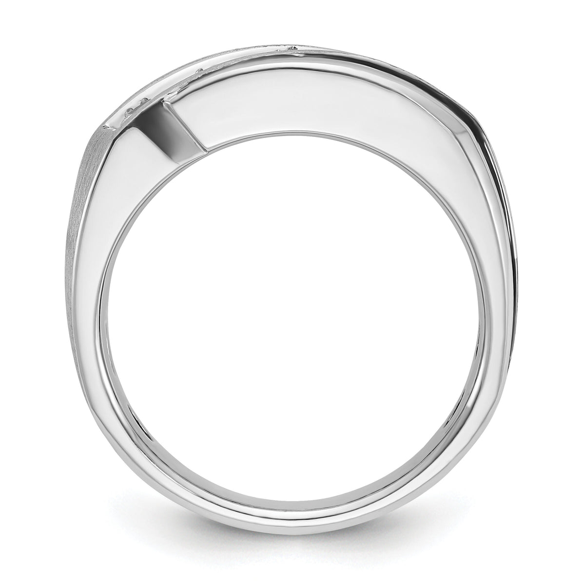 10k White Gold Men's Polished Satin and Grooved Ring Mounting-B64010