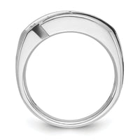 10k White Gold Men's Polished Satin and Grooved Ring Mounting-B64010