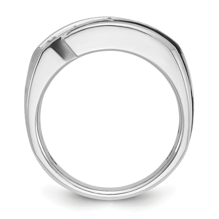 10k White Gold Men's Polished Satin and Grooved Ring Mounting-B64010
