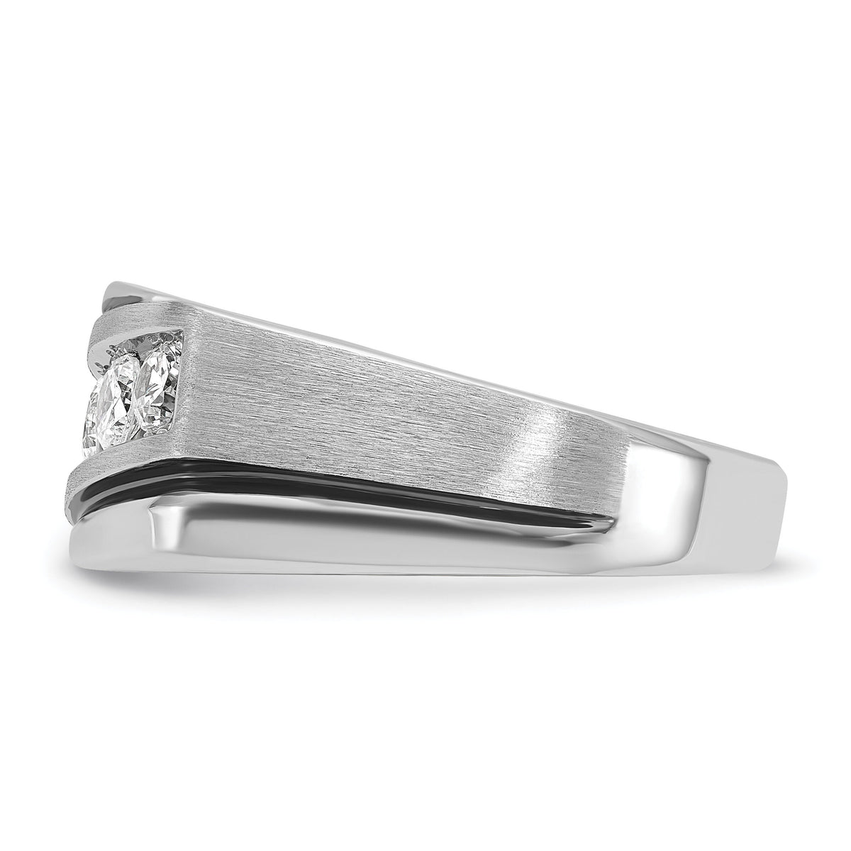 10k White Gold Men's Polished Satin and Grooved Ring Mounting-B64010
