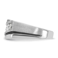 10k White Gold Men's Polished Satin and Grooved Ring Mounting-B64010