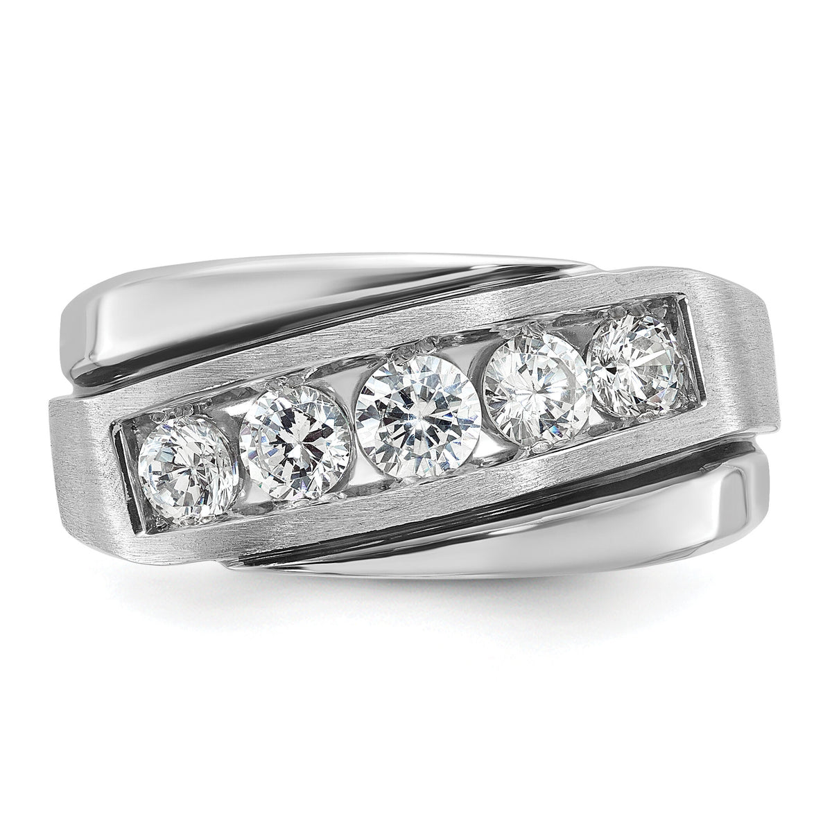 10k White Gold Men's Polished Satin and Grooved Ring Mounting-B64010