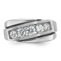10k White Gold Men's Polished Satin and Grooved Ring Mounting-B64010