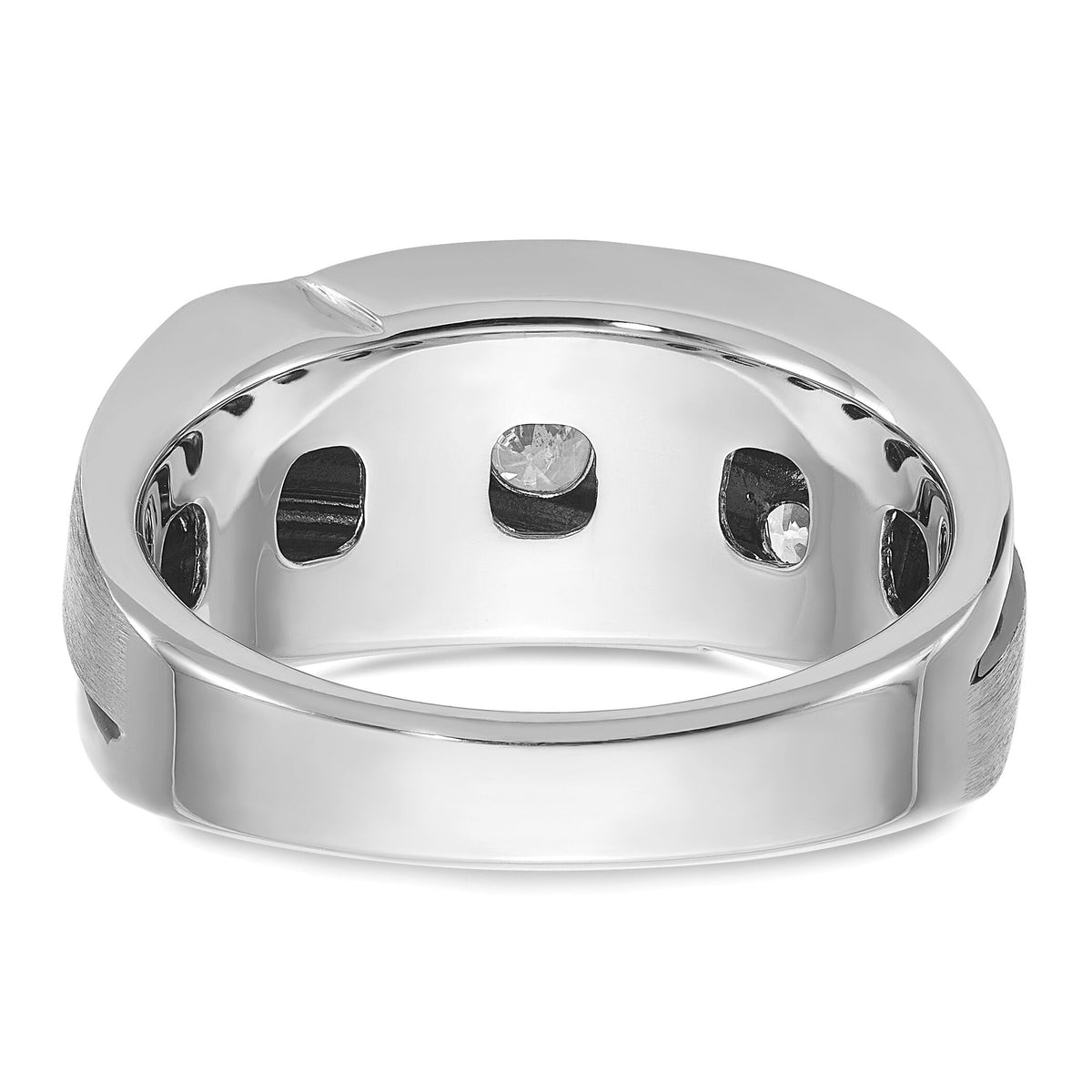 10k White Gold Men's Polished Satin and Grooved Ring Mounting-B64010