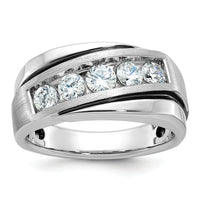 10k White Gold Men's Polished Satin and Grooved Ring Mounting-B64010