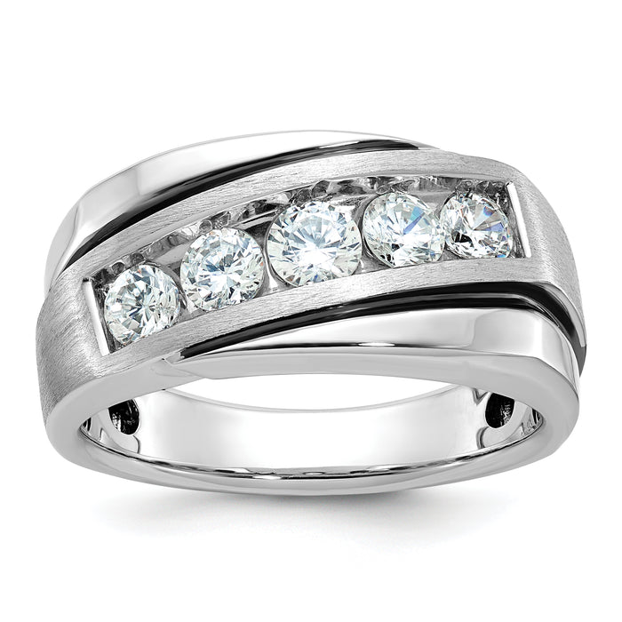 10k White Gold Men's Polished Satin and Grooved Ring Mounting-B64010-0W
