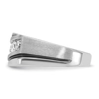 IBGoodman 14k White Gold with Black Rhodium Men's Polished Satin and Grooved 1 Carat AA Quality Diamond Ring-B64010-4WAA