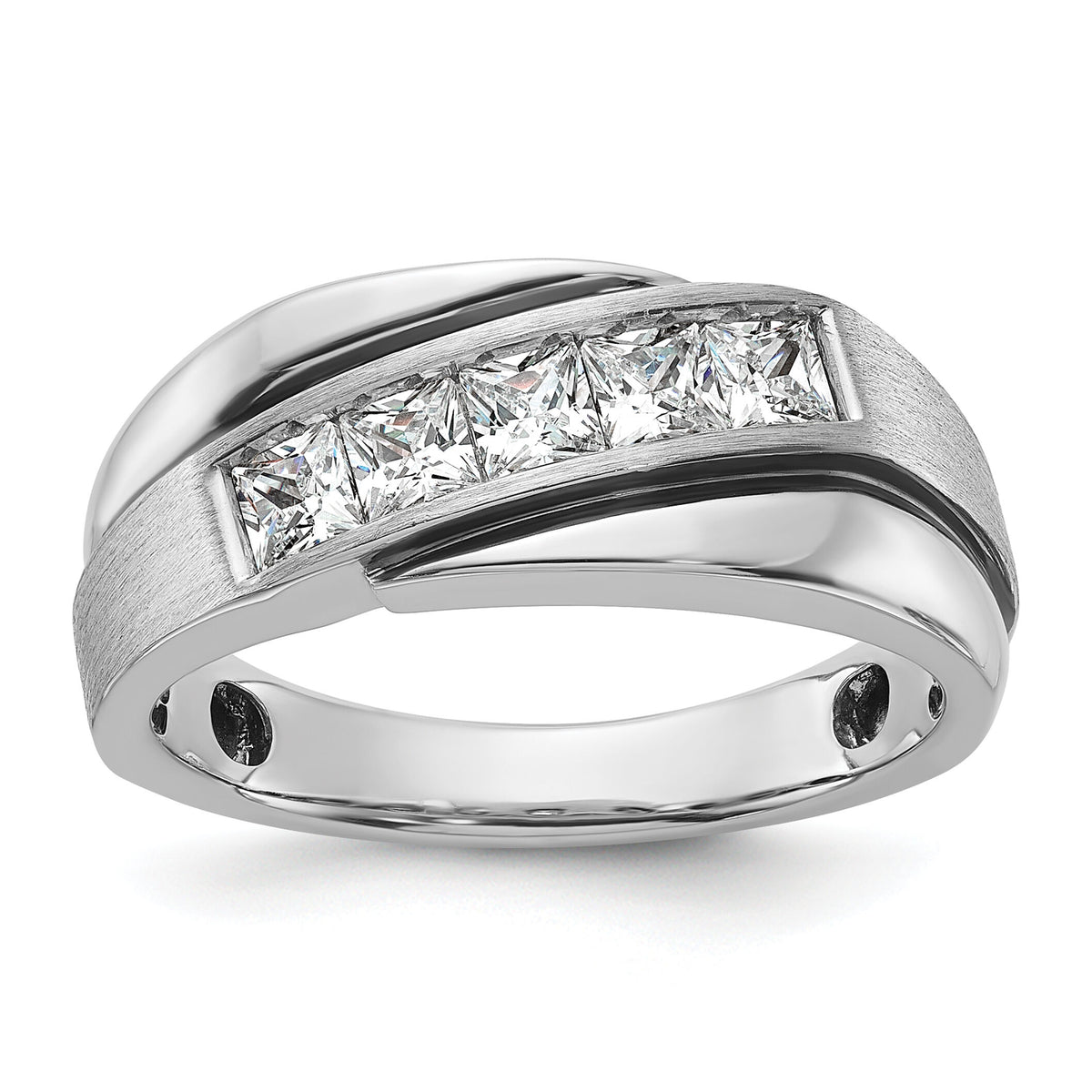 14k White Gold w/ Black RH 1ct Lab Grown Diamond VS/SI+ G+ Men's Ring-B64012
