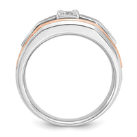 14k Two-tone White/Rose Gold IBGoodman Men's Satin 1/3 carat Diamond Complete Ring-B64028-4WRAA