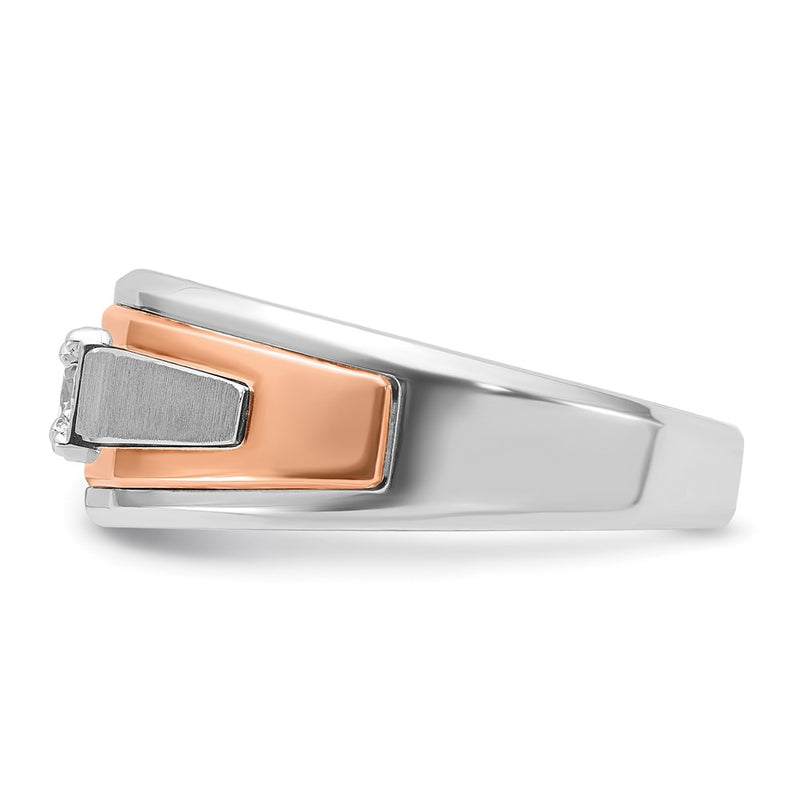 14k Two-tone White/Rose Gold IBGoodman Men's Satin 1/3 carat Diamond Complete Ring-B64028-4WRAA