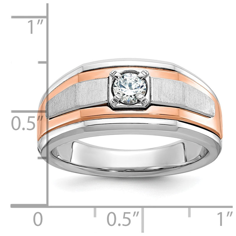 14k Two-tone White/Rose Gold IBGoodman Men's Satin 1/3 carat Diamond Complete Ring-B64028-4WRAA