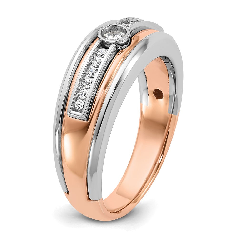 14k Two-tone White/Rose Gold IBGoodman Men's 1/5 carat Diamond Complete Ring-B64030-4RWAA