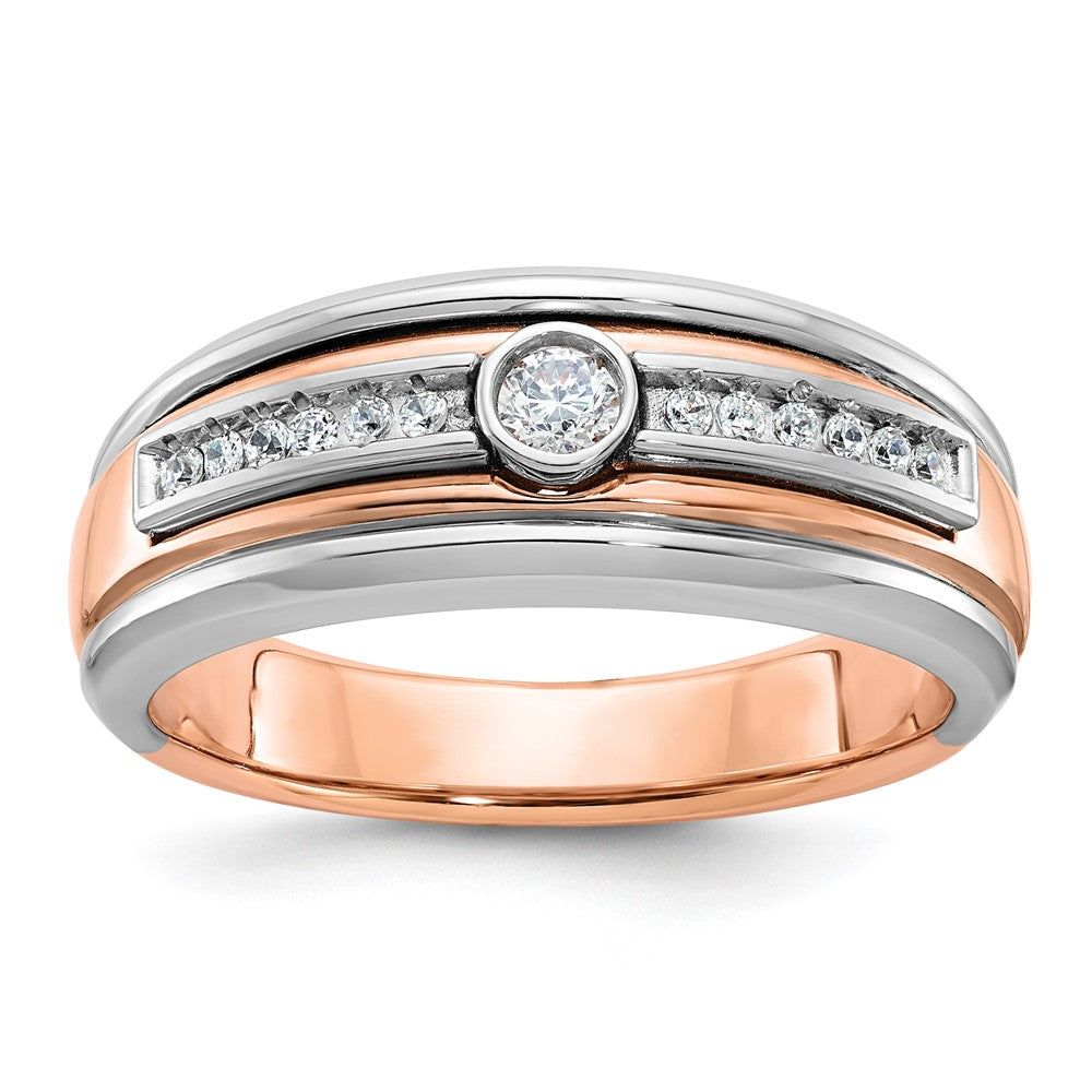 14k Two-tone White/Rose Gold IBGoodman Men's 1/5 carat Diamond Complete Ring-B64030-4RWAA