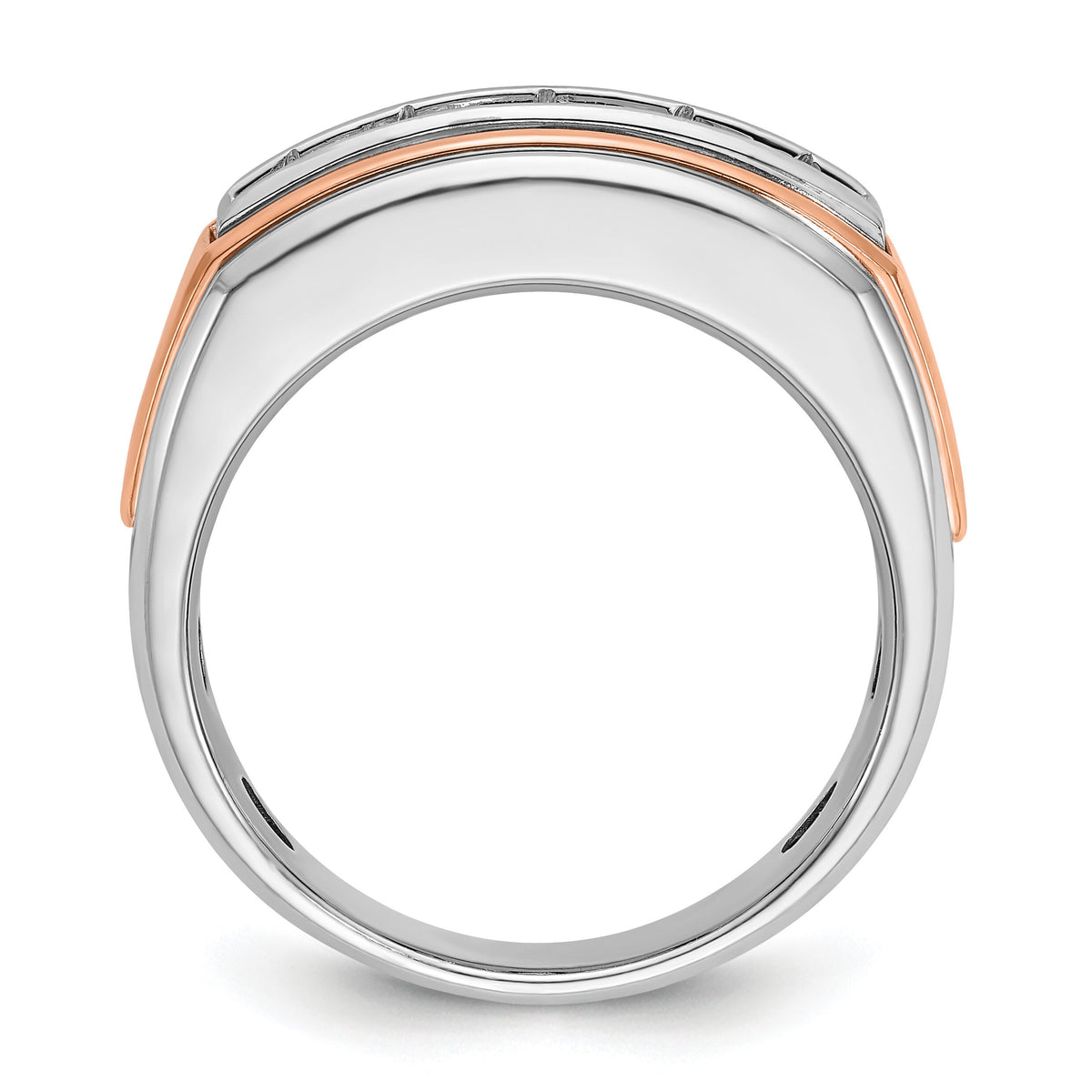 14k White/Rose Gold IBGoodman Men's Polished 5-Stone Diamond Ring-B64035