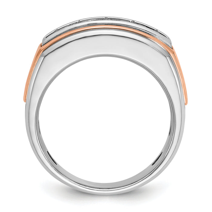 14k White/Rose Gold IBGoodman Men's Polished 5-Stone Diamond Ring-B64035