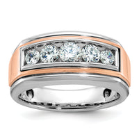 14k White/Rose Gold IBGoodman Men's Polished 5-Stone Diamond Ring-B64035