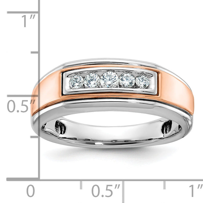 10k White & Rose Gold IBGoodman Men's Polished 5-Stone Diamond Ring-B64036