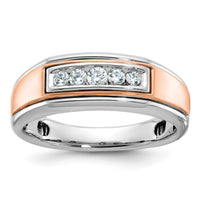 10k White & Rose Gold IBGoodman Men's Polished 5-Stone Diamond Ring-B64036