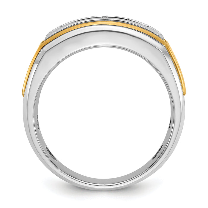 10k Two-tone IBGoodman Men's Polished 5-Stone Diamond Ring-B64037