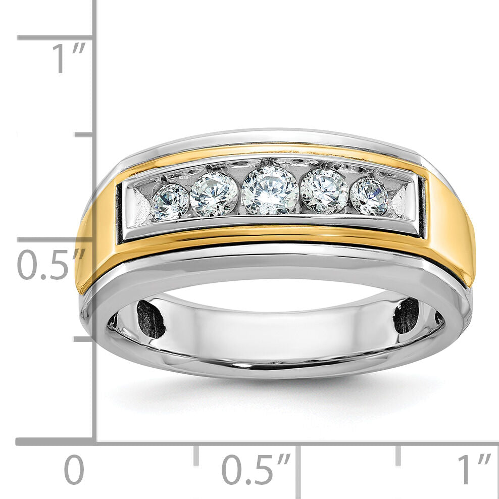 10k Two-tone IBGoodman Men's Polished 5-Stone Diamond Ring-B64037