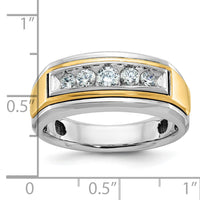 10k Two-tone IBGoodman Men's Polished 5-Stone Diamond Ring-B64037