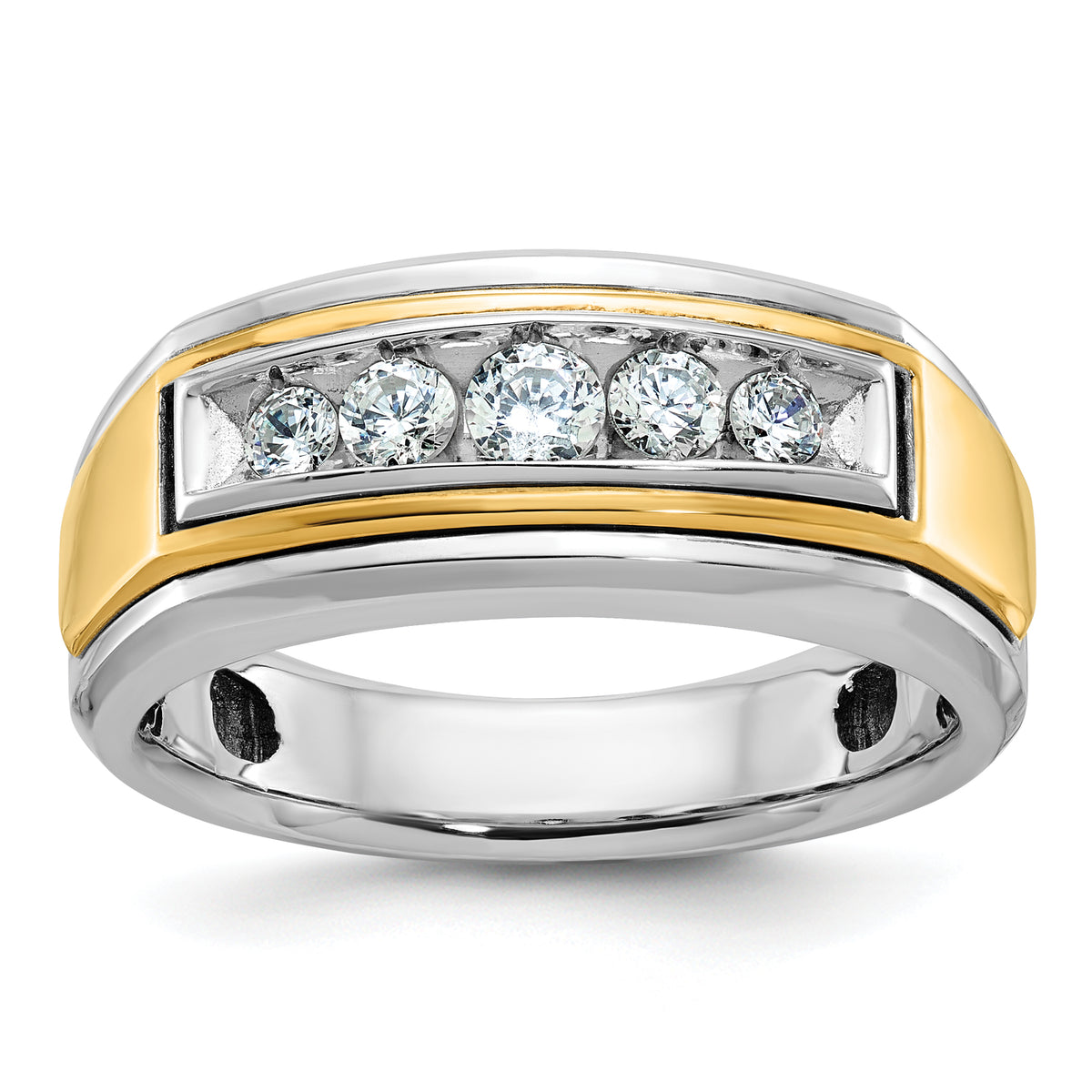10k Two-tone IBGoodman Men's Polished 5-Stone Diamond Ring-B64037-0WYA
