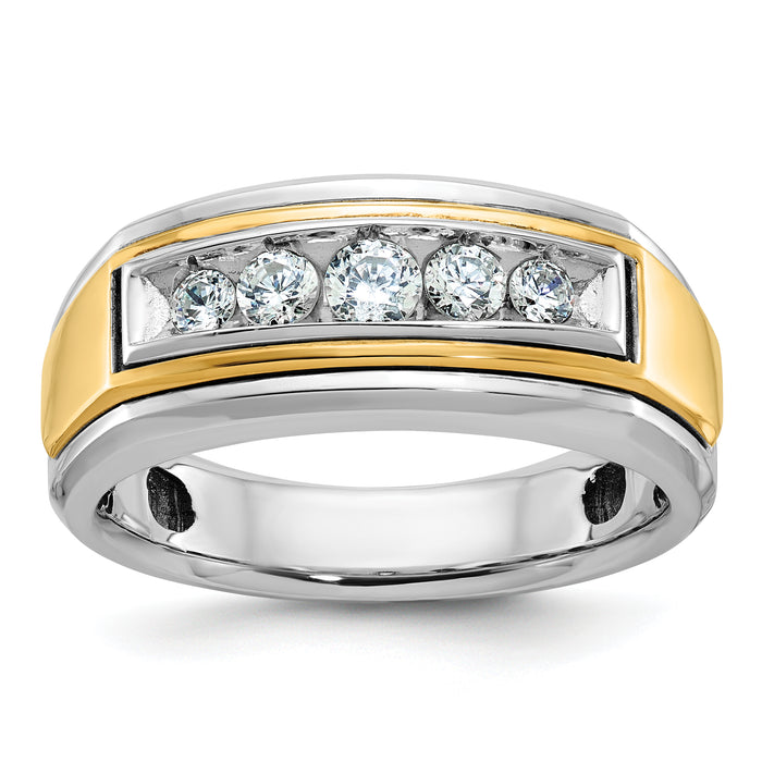 10k Two-tone IBGoodman Men's Polished 5-Stone Diamond Ring-B64037-0WYA
