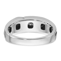 IBGoodman 14k White Gold with Black Rhodium Men's Polished Satin and Grooved 1/4 Carat AA Quality Diamond Ring-B64038-4WAA