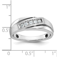 IBGoodman 14k White Gold with Black Rhodium Men's Polished Satin and Grooved 1/4 Carat AA Quality Diamond Ring-B64038-4WAA