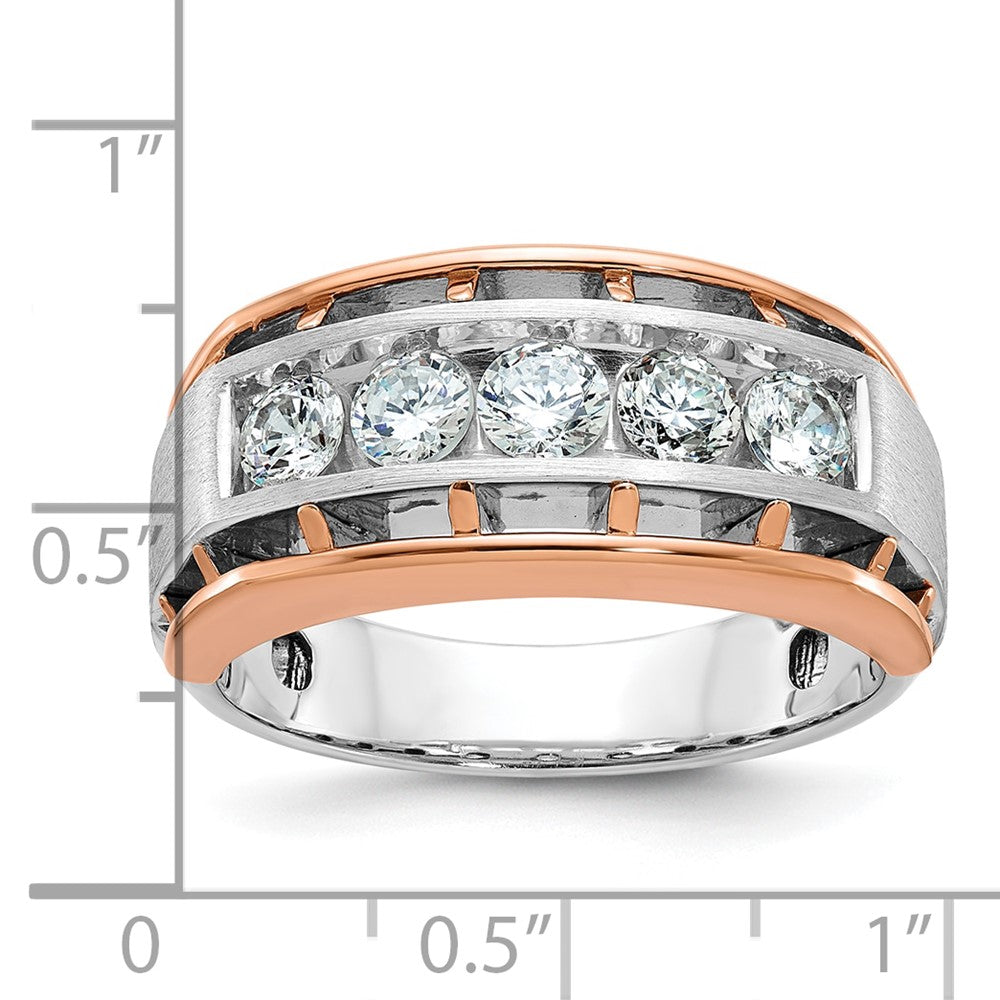 IBGoodman 14k White and Rose Gold Men's Polished Satin and Cut-Out 5-Stone 1 Carat AA Quality Diamond Ring-B64045-4WRAA