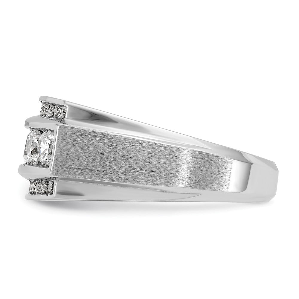 IBGoodman 14k White Gold Men's Polished and Satin 3-Row 1 1/4 Carat AA Quality Diamond Ring-B64046-4WAA