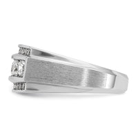 IBGoodman 14k White Gold Men's Polished and Satin 3-Row 1 1/4 Carat AA Quality Diamond Ring-B64046-4WAA