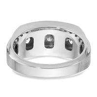 IBGoodman 14k White Gold Men's Polished and Satin 3-Row 1 1/4 Carat AA Quality Diamond Ring-B64046-4WAA